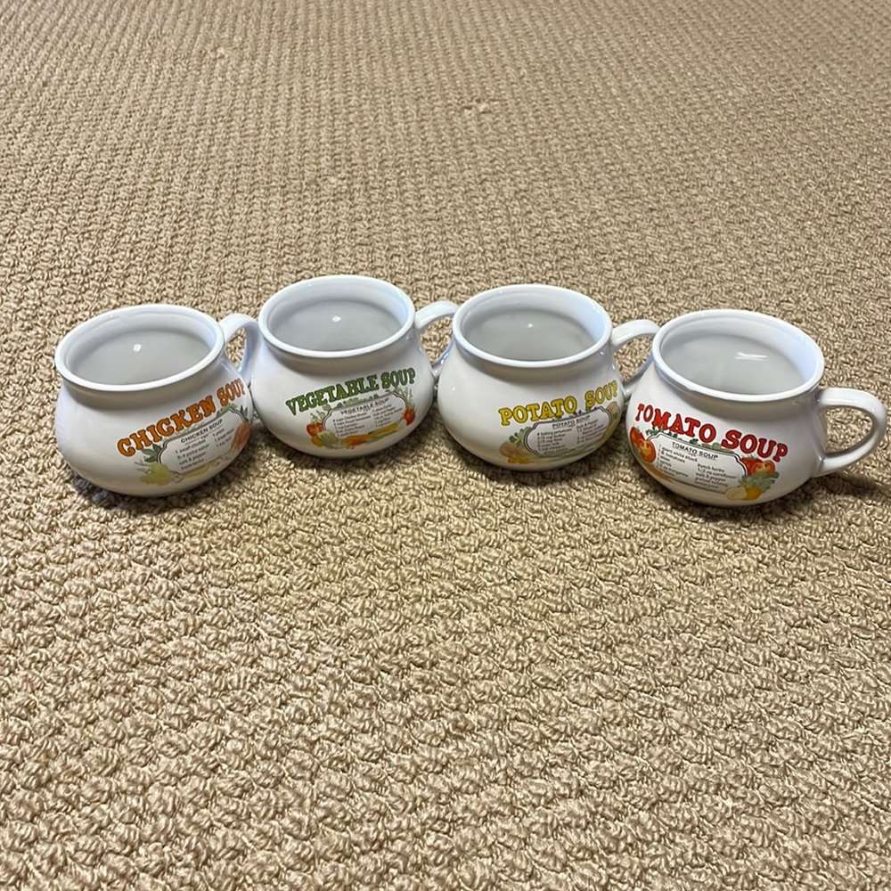 Potato, Vegetable, Onion and Tomato Recipe Ceramic Mugs 1 of each